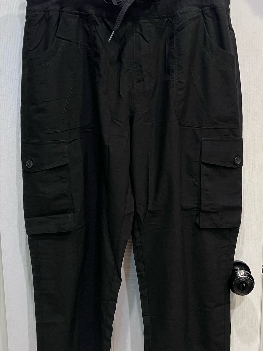 Women’s Black Cargo Capri - Drawstring Waist